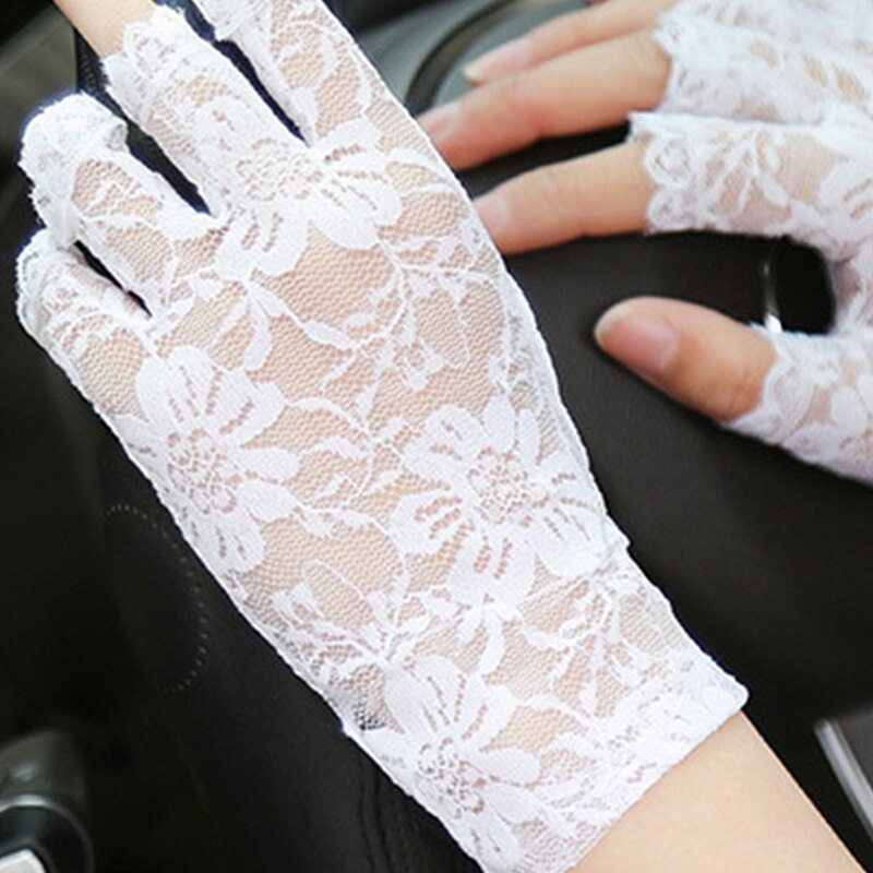 Sunscreen Short Gloves Women Sexy Dressy Lace Gloves Fingerless Lace Driving Gloves Spring Summer Mittens Wedding Accessories