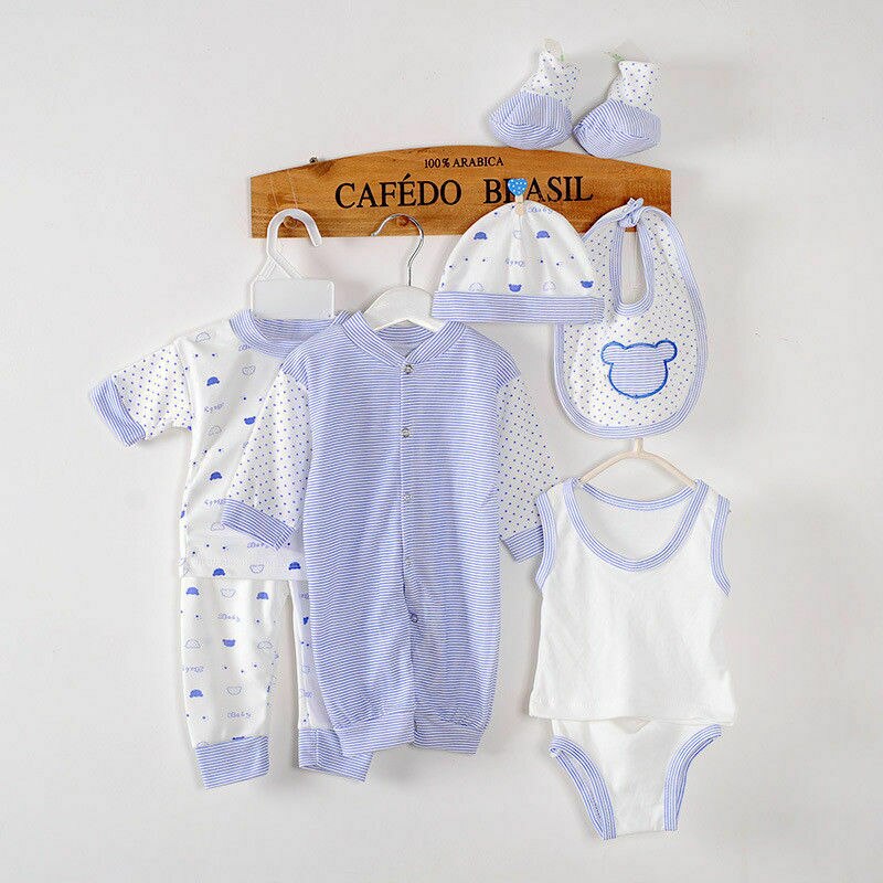 Unisex Newborn Baby Boys Girls 8 Piece Clothing Net Bag Layette Set Outfit 0-3M