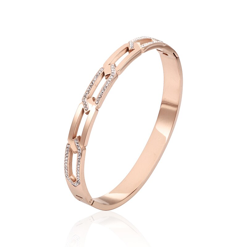 316 rostfritt stål roséguld kristaller fjäderarmband armband nickelfria smycken för kvinnor bäst