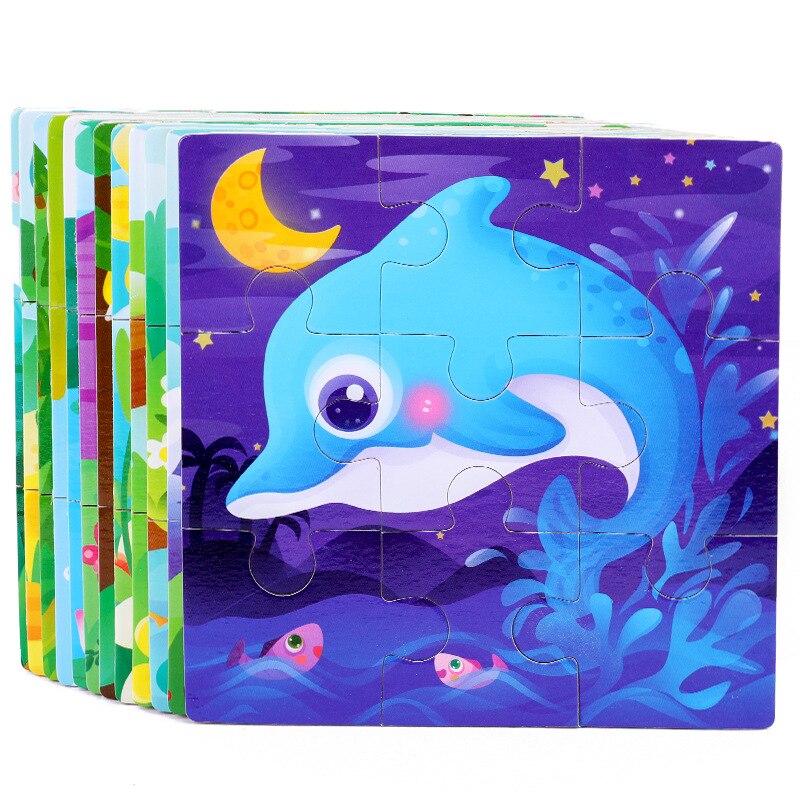 Baby Toys Wooden 3d Puzzle Cartoon Animal Intelligence Kids Educational Brain Teaser Children Tangram Shapes Learning Jigsaw Toy