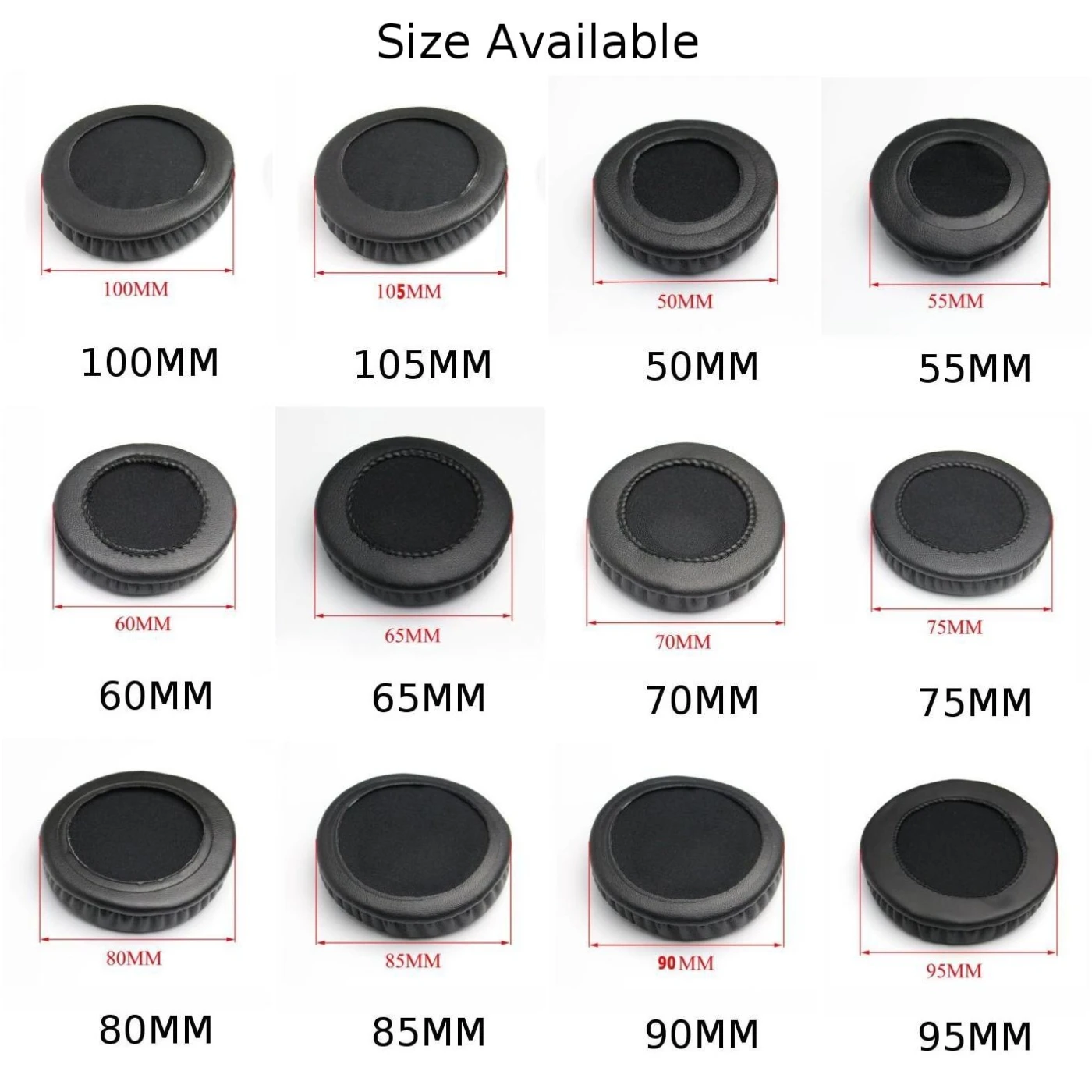 Ersatz-Ohrpolster, Ohrenschützer, ultraweiches Schwammkissen für 50 55 60 65 70 75 80 85 90 95 100 105 mm Kopfhörer, Headset-Ohrpolster
