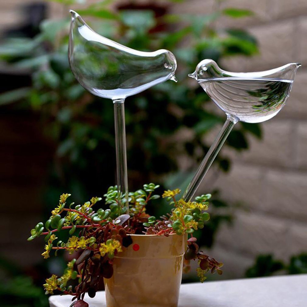Birds Shape Clear Glass Self Watering Durable Mini Transparent Plant Watering for Garden Plant Watering Device