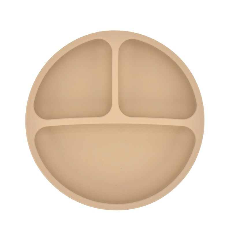 Assiette à manger en Silicone pour bébé, solide, mignon, dessin animé, vaisselle de pour bébé, formation, vaisselle, bol d'alimentation pour enfants: Khaki