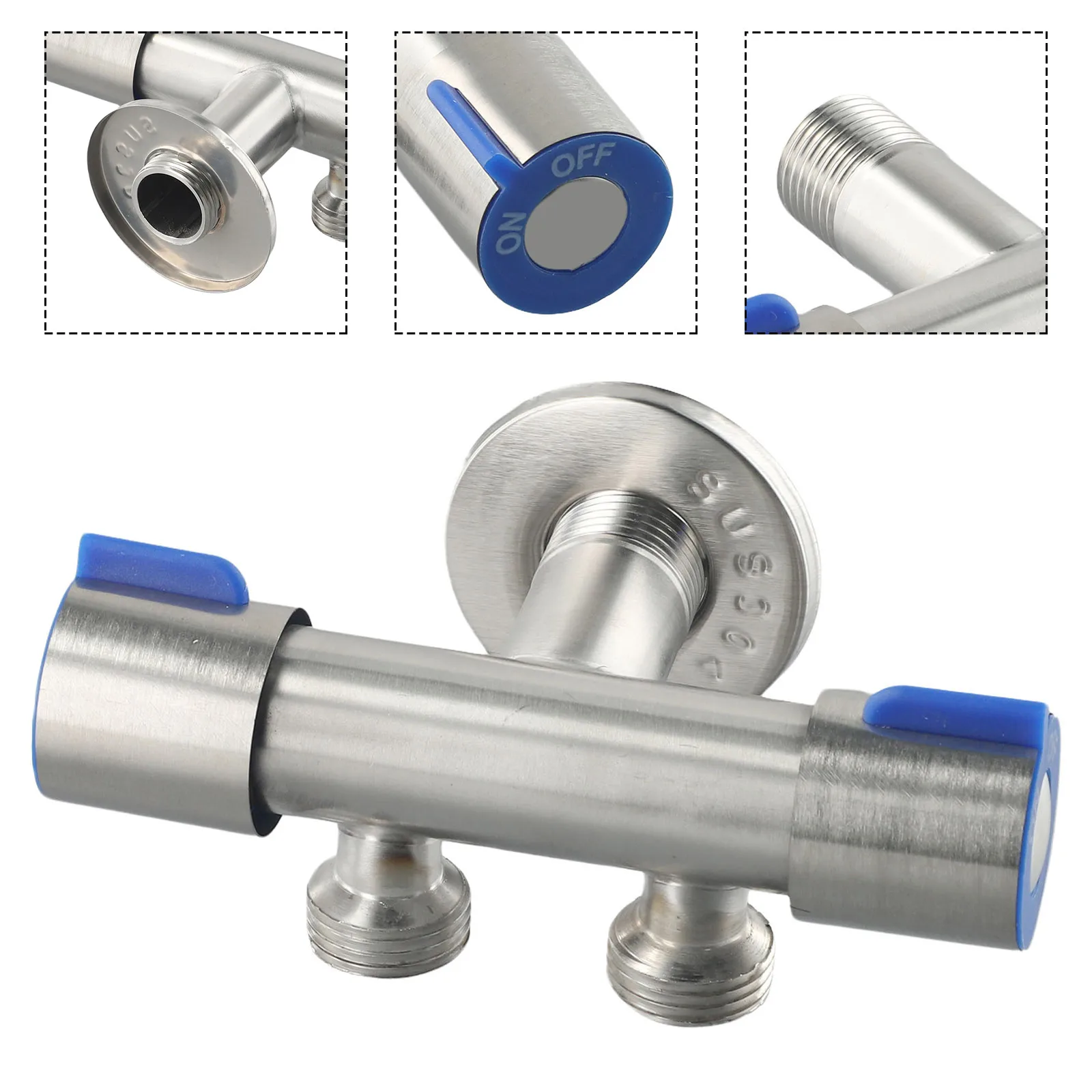 Dubbelstyrd triangelventil tvättkran kran triangulär ventil badrum rostfritt stål kallvattenkran ﻿brytare