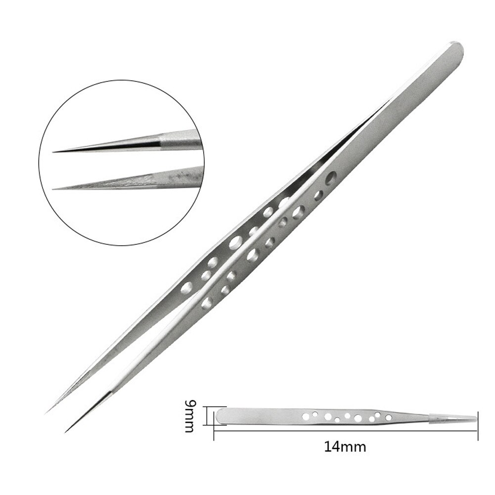 2 Soorten Hoge Precisie Geperforeerde Roestvrijstalen Pincet Elleboog Tip Diy Pincet Clip Elektronische Telefoon Reparatie Tools Anti-Statische