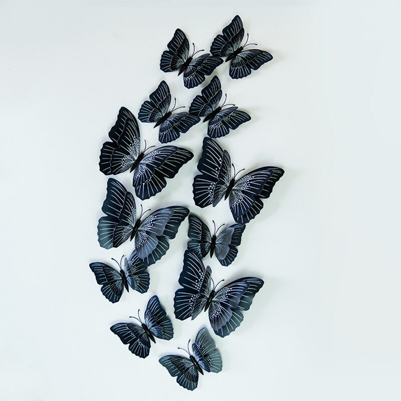 12 stücke Doppel Schicht Einzigen Schicht 3D Schmetterling Zauberstab Aufkleber auf der Zauberstab Heimat Dekor Schmetterling für Dekoration Magnet Kühlschrank aufkleber