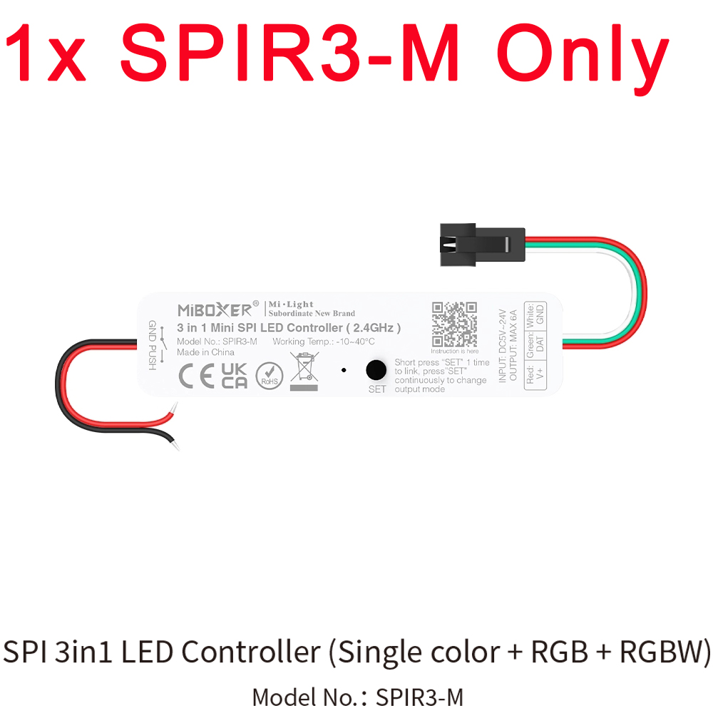 MiBoxer SPI LED Regler SPIR3 SPIR3-M 3in1 Einfarbig + RGB + RGBW für Pixel Streifen WS2812 TM1812 mit RF B6 C6 Tafel Fernbedienung: cyan