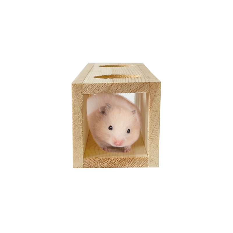Holz Tunnel Chinchilla Versteck Kauen Spielzeug Spielen Zentrum für Igel Hamster Mäbenutzen Ratte Rennmaus Eichhörnchen 2 Arten Y5GB