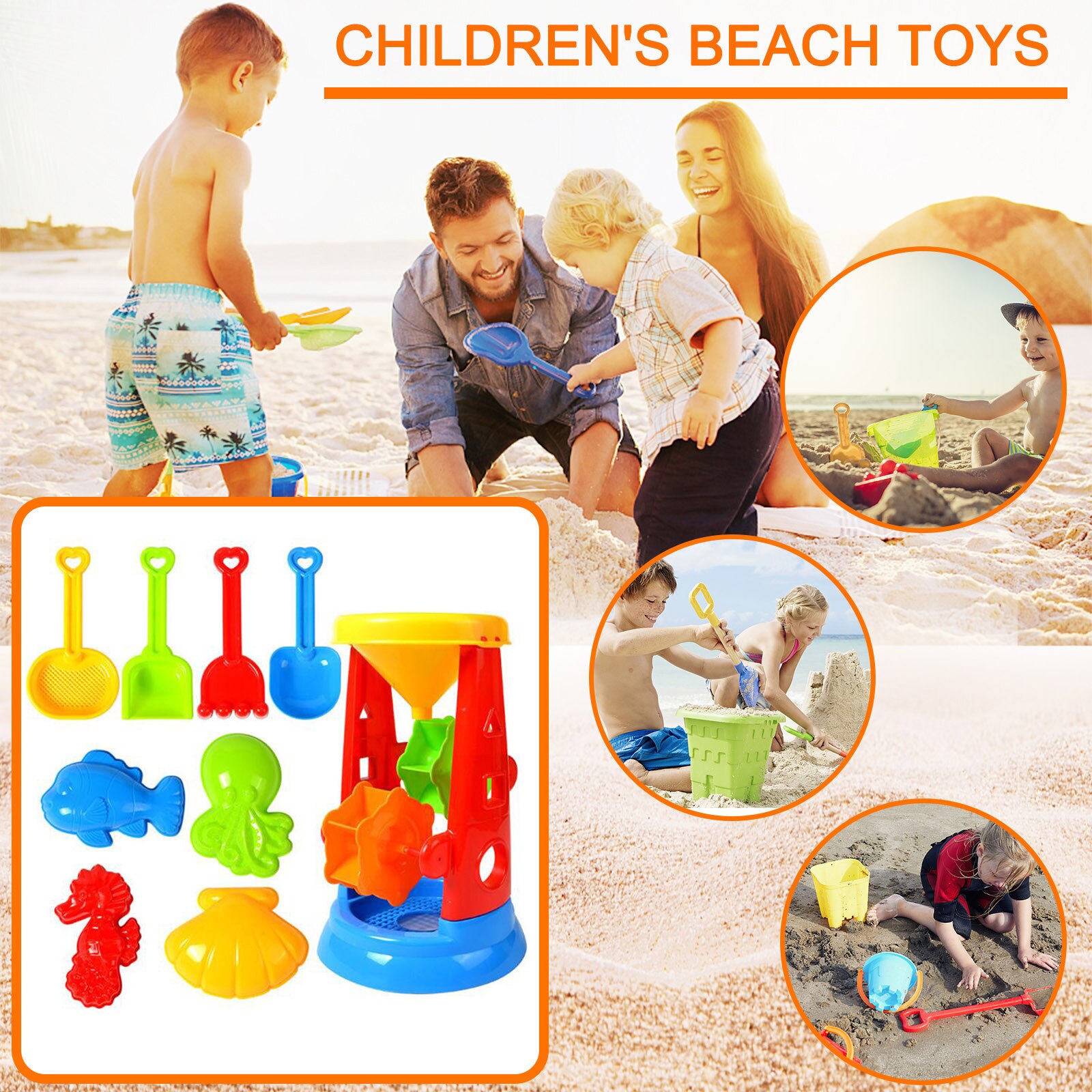 Beach Toy Sand Set Sand Play Sandpit Toy Summer Outdoor Toys Sandpit Toys Baby Learning Education Toys For Kids Fun Toys ##: K