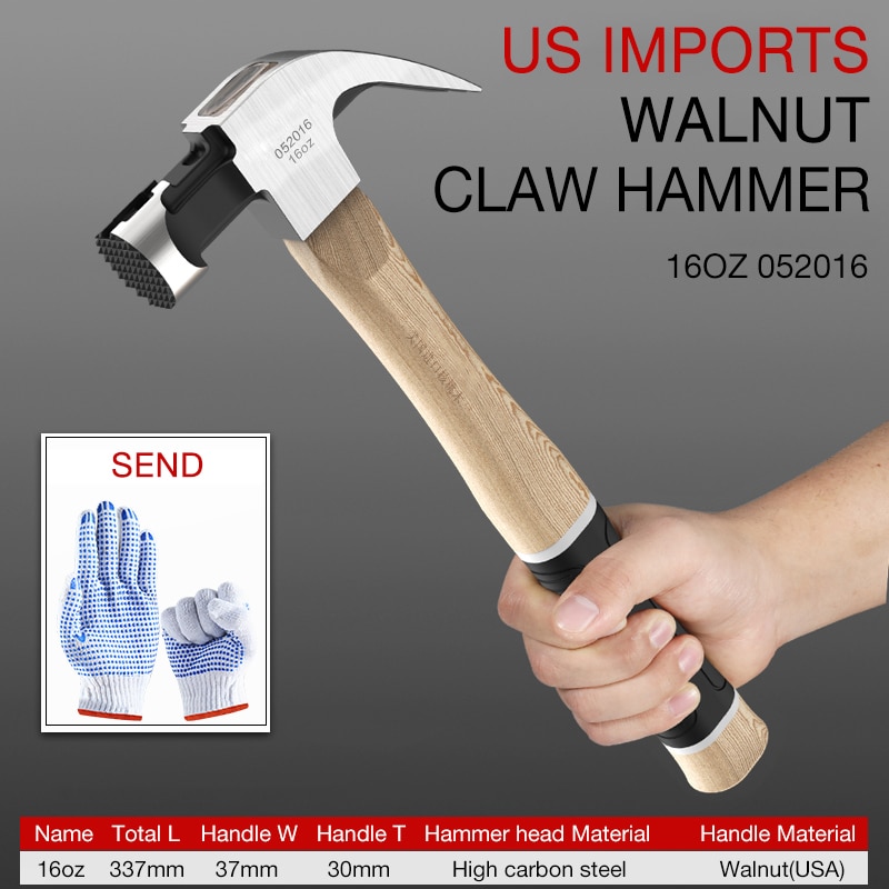 TAITU Claw Hammer Woodworking Joinery Home Carpentry Hand Hammer Nail Hammer Non-slip Multi-function Handle Hammer: 16 Claw Hammer
