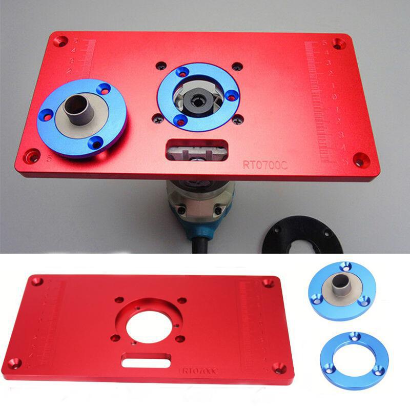 1PC Aluminum Router Table Insert Plate w/ 2 Router Insert Rings for Woodworking Benches Router RT0700C