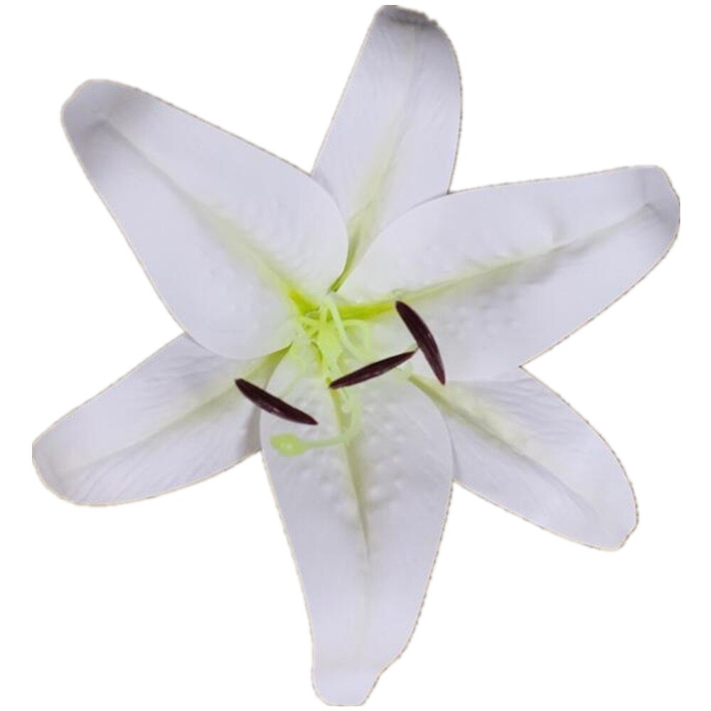 12 Uds Real toque de Azucena cabezas de flores 20cm PU Lily flor 8 colores: Blanco