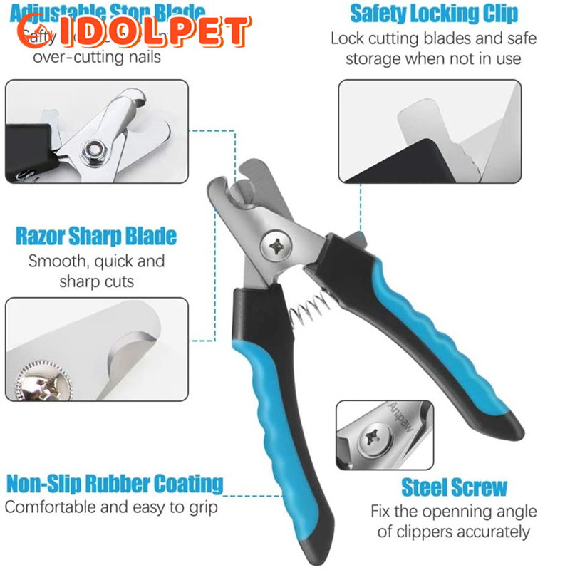 Pet Nail Clipper with Safety Guard Stainless Steel Scissors Cat Dog for Claw Care Grooming Supplies Size Fits