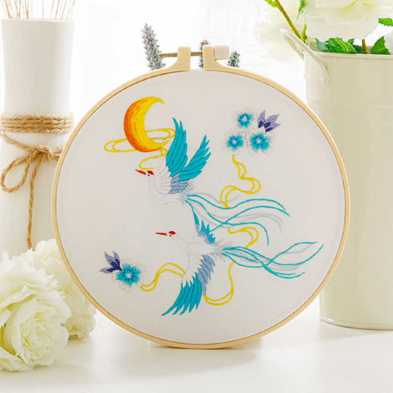 Chinese DIY Flower Embroidery Kit Cross Stitch Set With Hoop Pattern Printed Needlework Sewing Art Handicraft Decor 2022