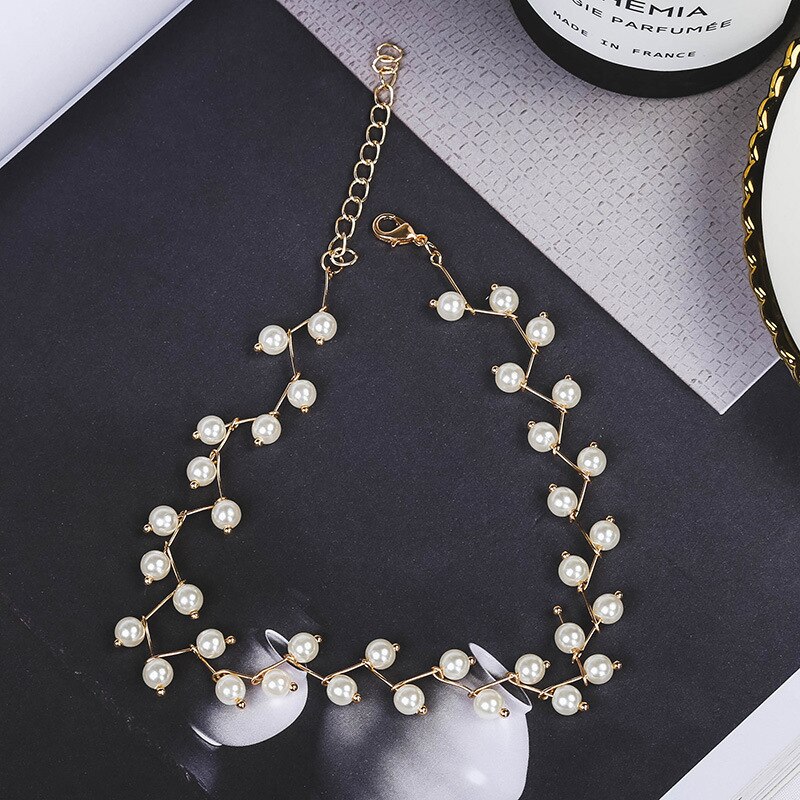 Irregular Pearls Necklaces Newest Jewelry Polyline Gold Multilayer Chain Imitation For Women Wedding Bride Necklace