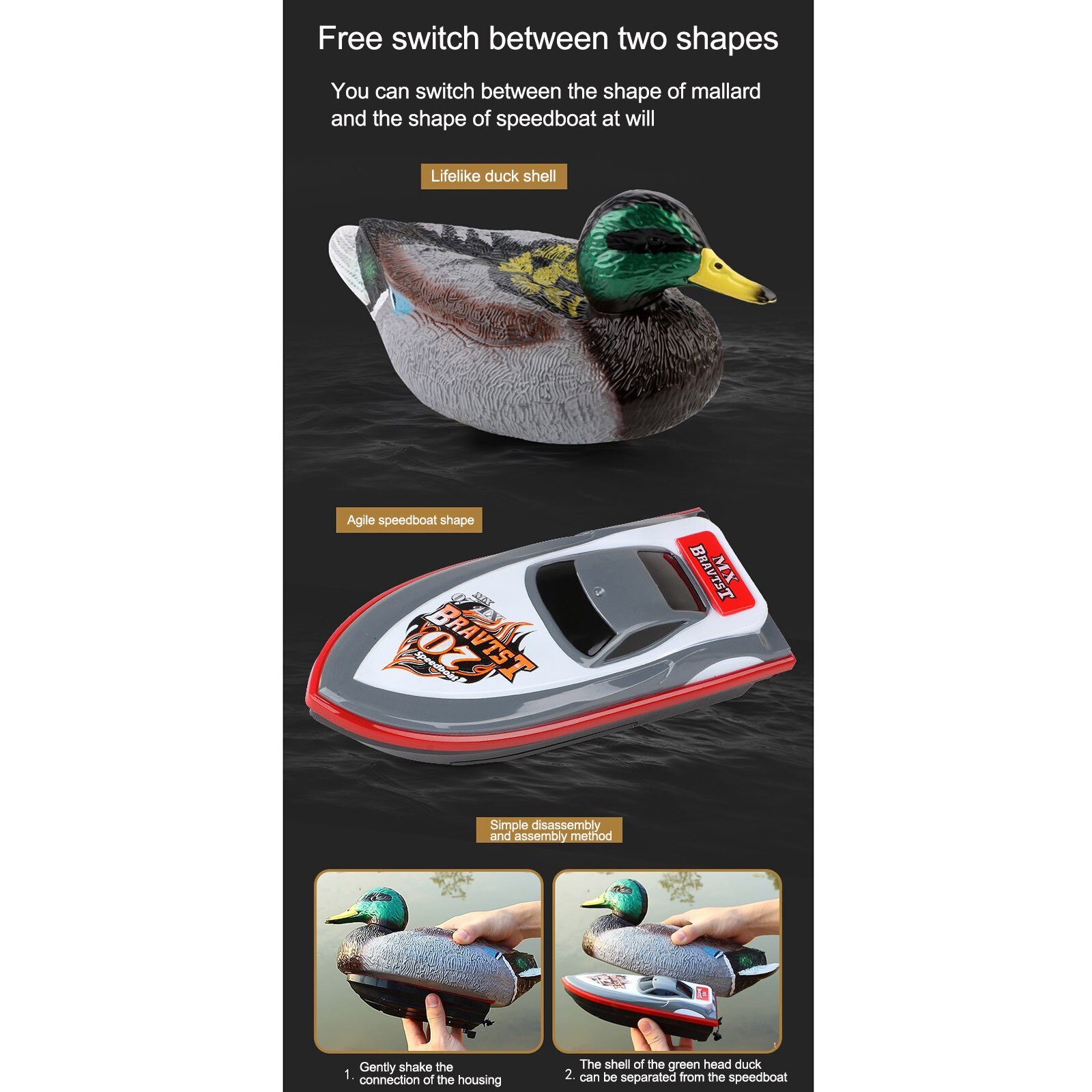 Bateau électrique canard RC Gag 2.4G, jouet amusant, haute vitesse 15 KM/H, étanche, télécommande, jouet de bateau pour l&#39;été