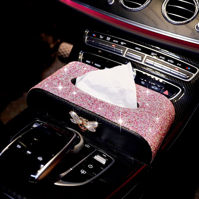 Luksus læder diamant maleri tissuekasse serviet holder bil pumpe kasse køkken væv dispenser boligindretning: E