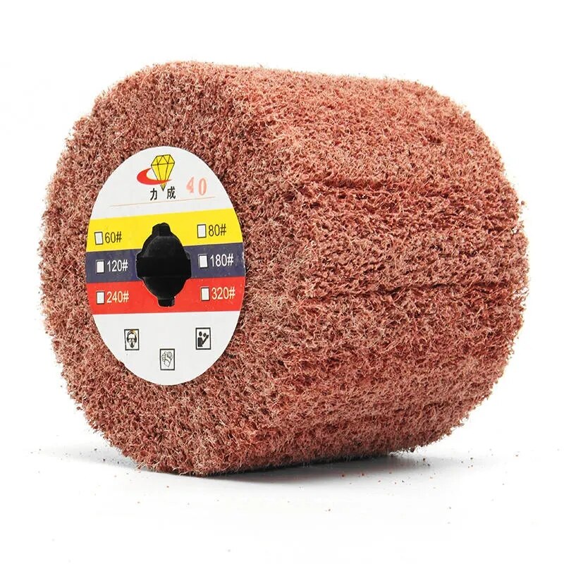 Brosse à lamelles en Nylon grain 40-120, 100x600x19mm, fil d&#39;acier satiné, dessin, polissage, roue de tambour d&#39;ébavurage pour Machine à polir