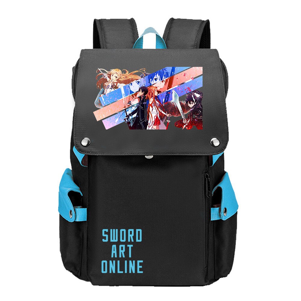 Spada Arte Online Anime Zaino Da Viaggio Del Computer Portatile Grande Bagpack SAO Borse Da Scuola Oxford Ragazze Bookbag Kirito Bandiera Zaino: 1