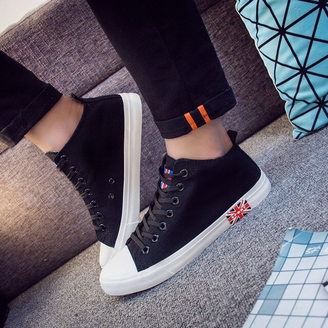 Dam skor man original canvas sneakers all shoe star high klassiska sneakers skateboard tyg skor: Svart vit / 42