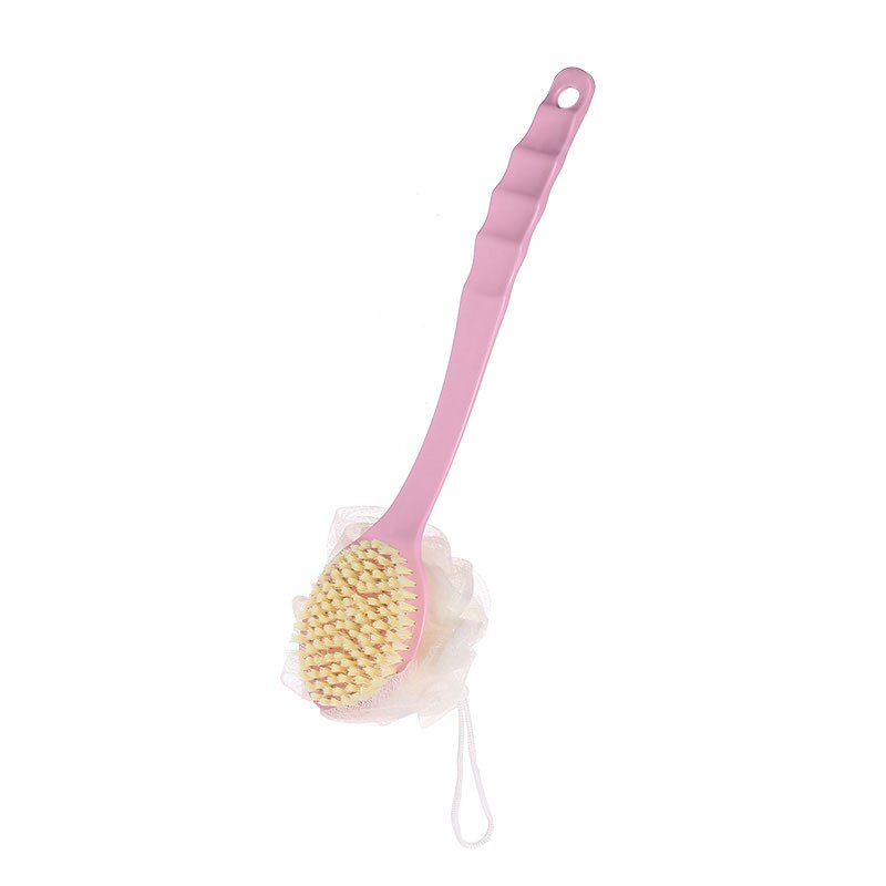 Long-handled Soft Hair Bathing Back Scrubbing Brush Scrubbing Artifact Bath Brush Scrubbing Towel Household Bathroom Supplies: Double-sided pink