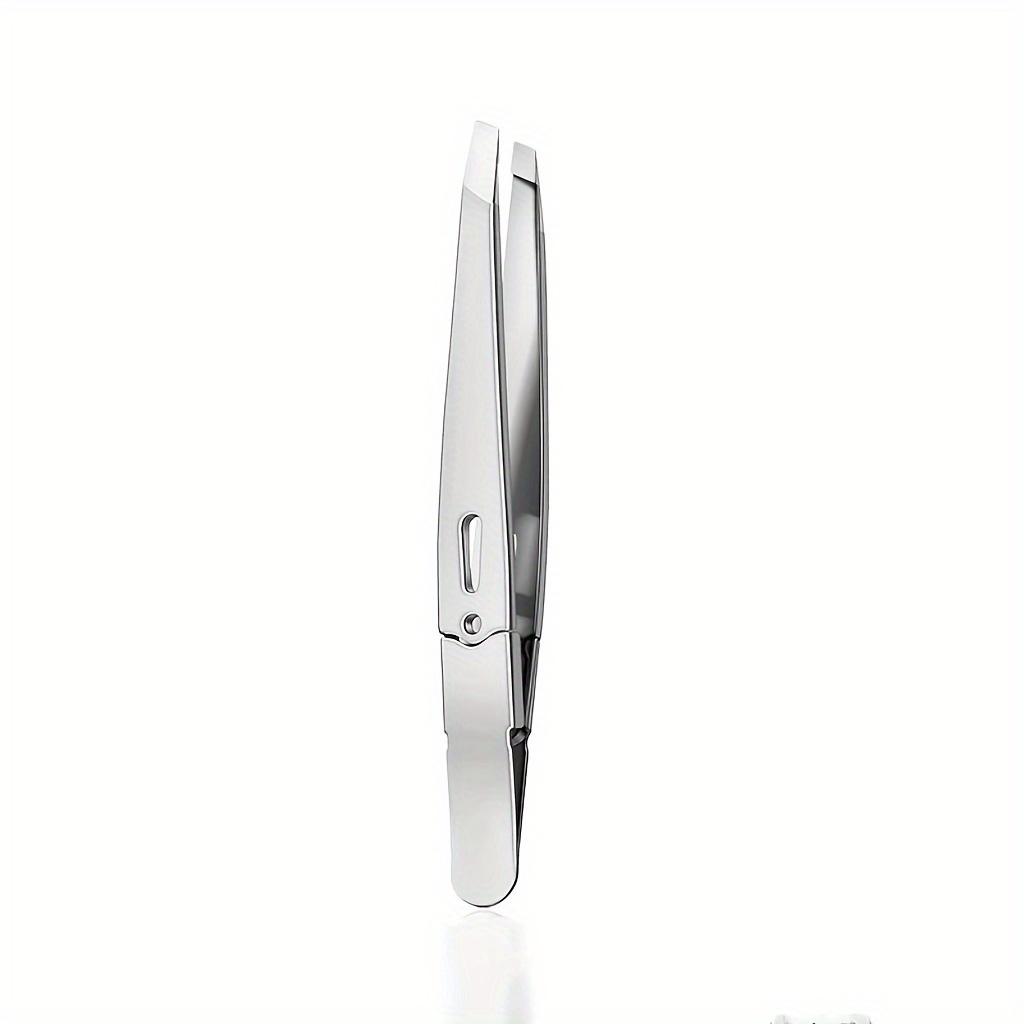 Augenbrauenpinzette aus Edelstahl, hohle farbige Pinzette, Mehrzweck-Pinzette mit schrägem Mund, Bartentfernung, Augenbrauenclip: Silber