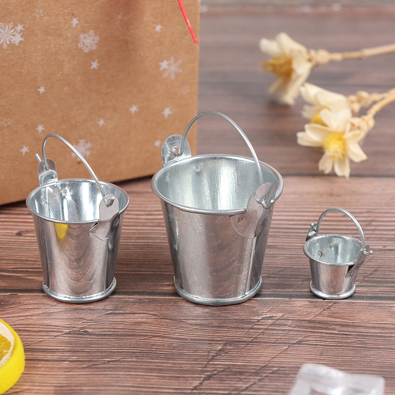 3 Size Simulation Cute Metal Water Bucket 1/12 1/6 Fairy Home Kitchen Pretend Play Game Doll house Miniature