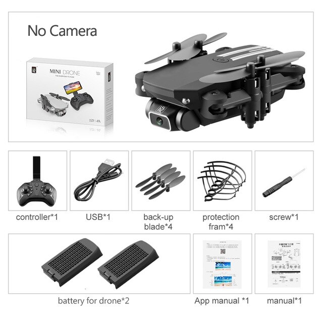 Pocket Drone With HD Camera LED Lights LS-MIN Dron Quadcopter 5.0MP/4K Altitude Hold Mode FPV WiFi Mini Drone Profissional Drone: No camera Black 2B