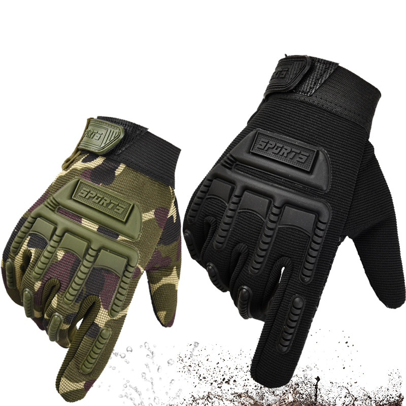 Children's cycling gloves, boys' tactical full-finger gloves, camo four seasons, girls' 2 to 7 year old children's anti-slip climbing gloves