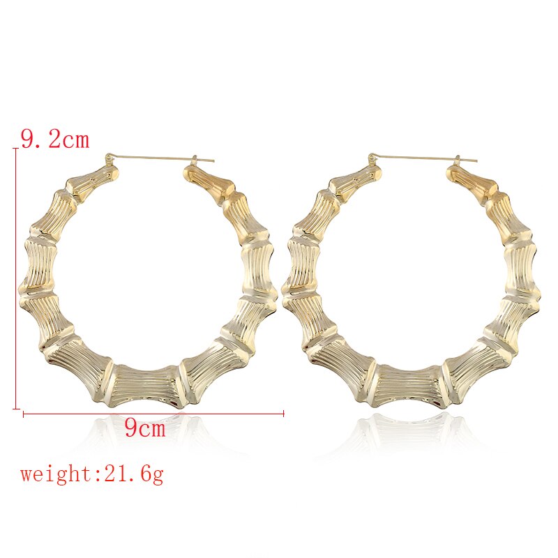 Punk Gold Sliver Kleur Bamboe Oorringen Voor Vrouwen Geometrische Grote Ronde Cirkel Bamboe Oorbellen Bijoux Hip Hop Party Sieraden