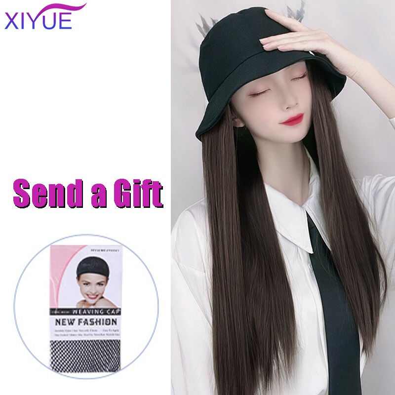 Longue ligne droite coiffure en couches bandeau demi tête couverture clavicule cheveux synthétiques Extensions de cheveux chapeau cheveux naturel postiche: YSM922-B-2-33