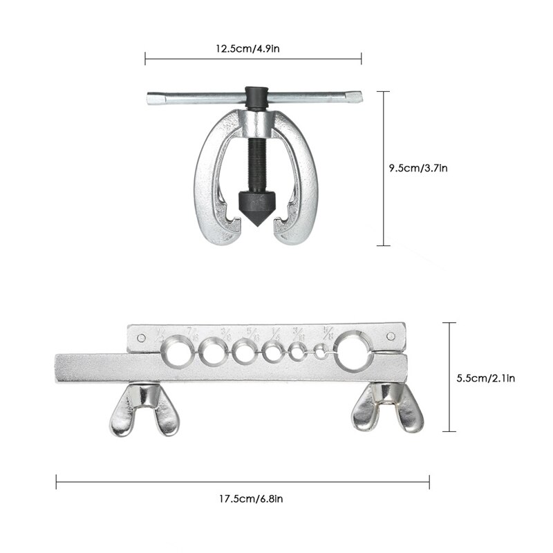 -Eccentric Flaring Tool Set Water Gas Brake Line Application Tubing Inch 45 Degree Angle Eccentric Cone Type Flaring Tool
