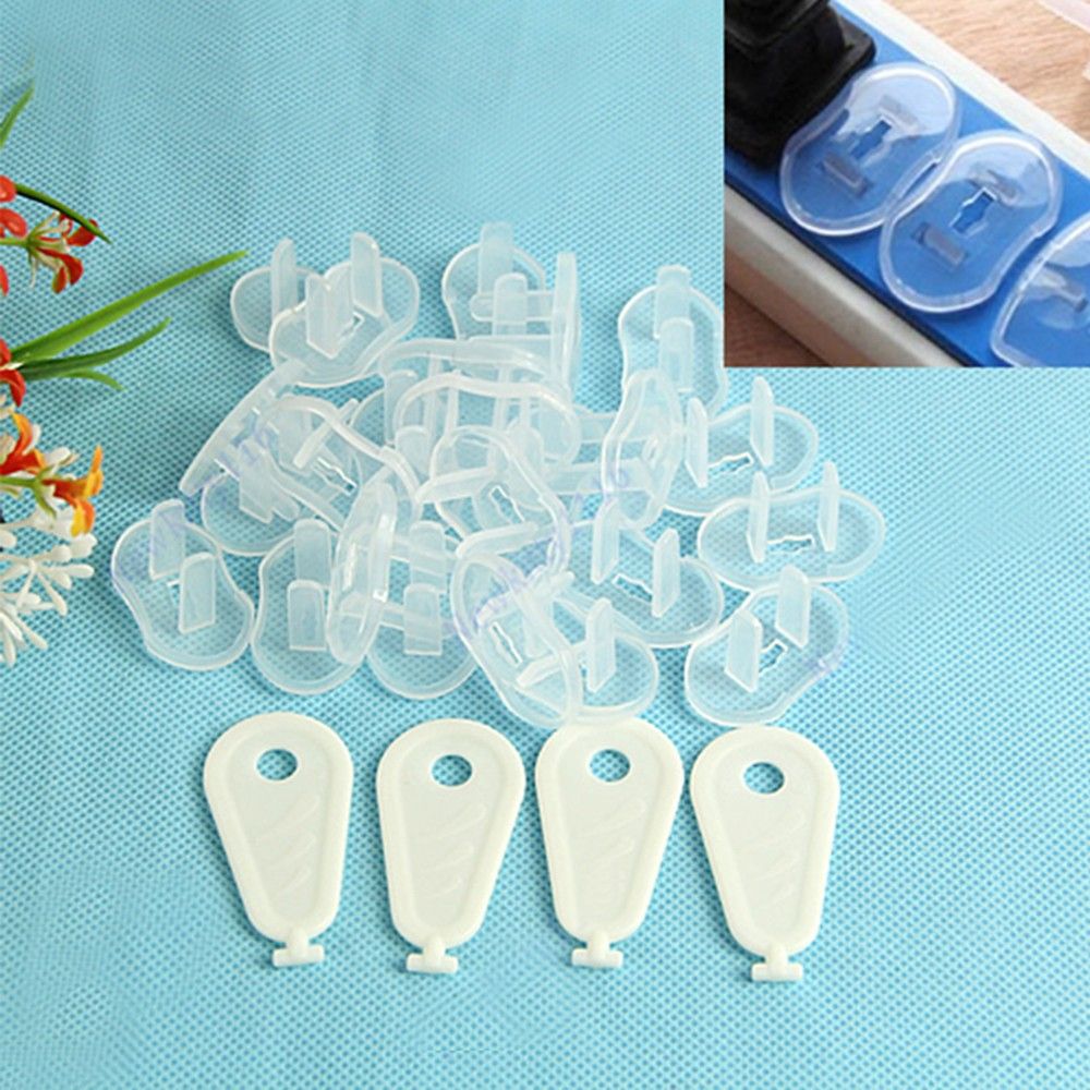 24 Pcs 2pins Lock Cover Baby Toddler Infant Child Shock Protector Safety Electric Plug