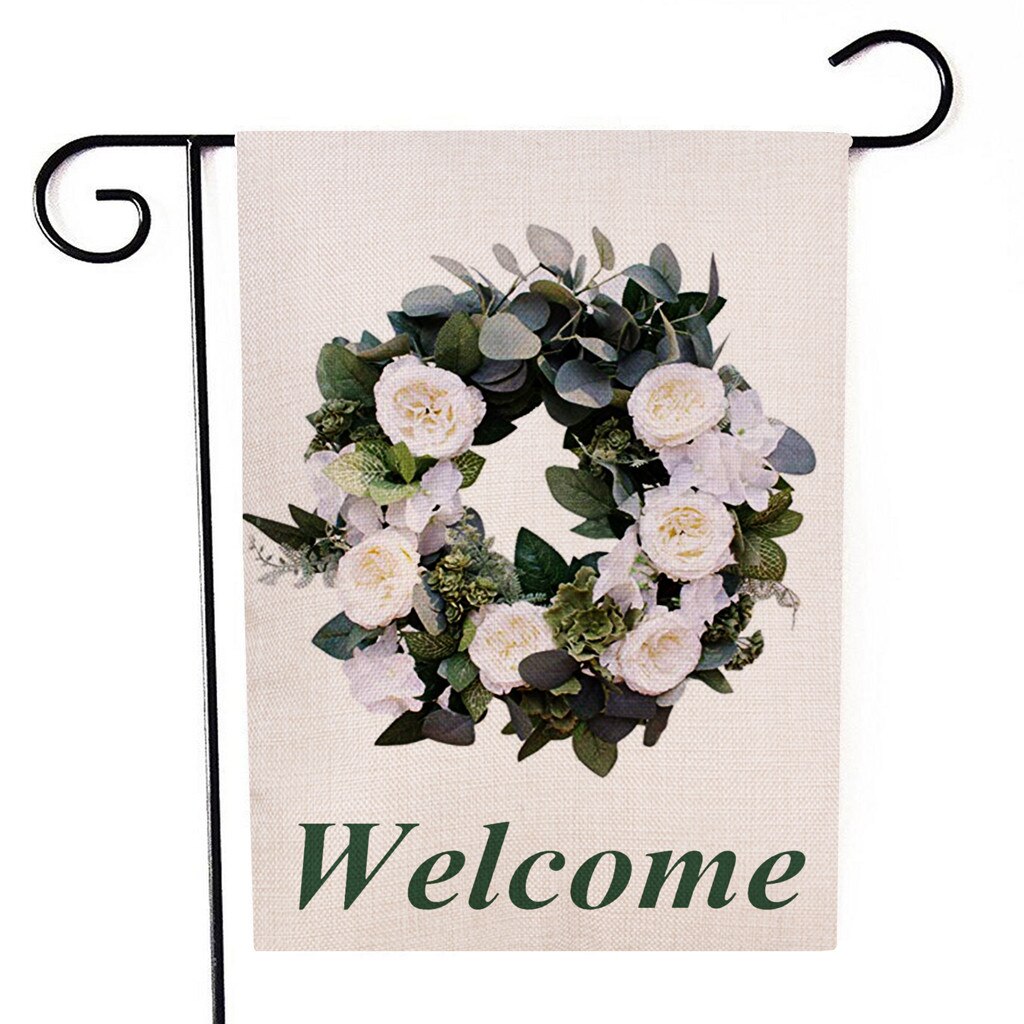 Welcome Wreath Small Garden Flag Vertical 12.5 x 18 Inch Yard Outdoor Decor Flag Garden Decoration Garden Flags: E