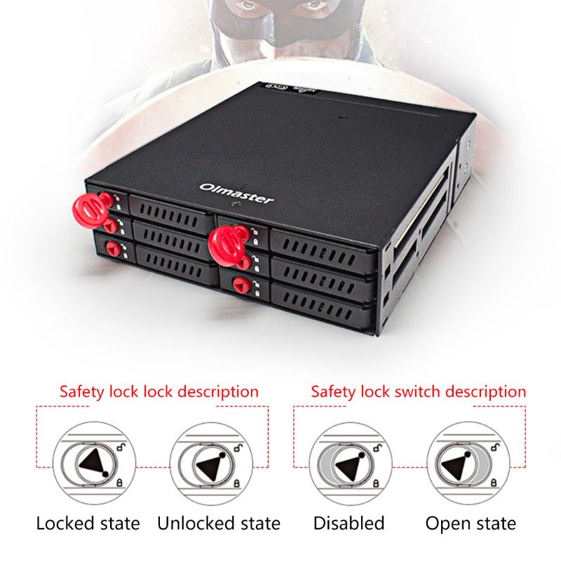 Mr -6601 6 bay harddisk kabinet rack datalagring til 2.5 tommer sata ssd hdd hjem backup computer sag dækning