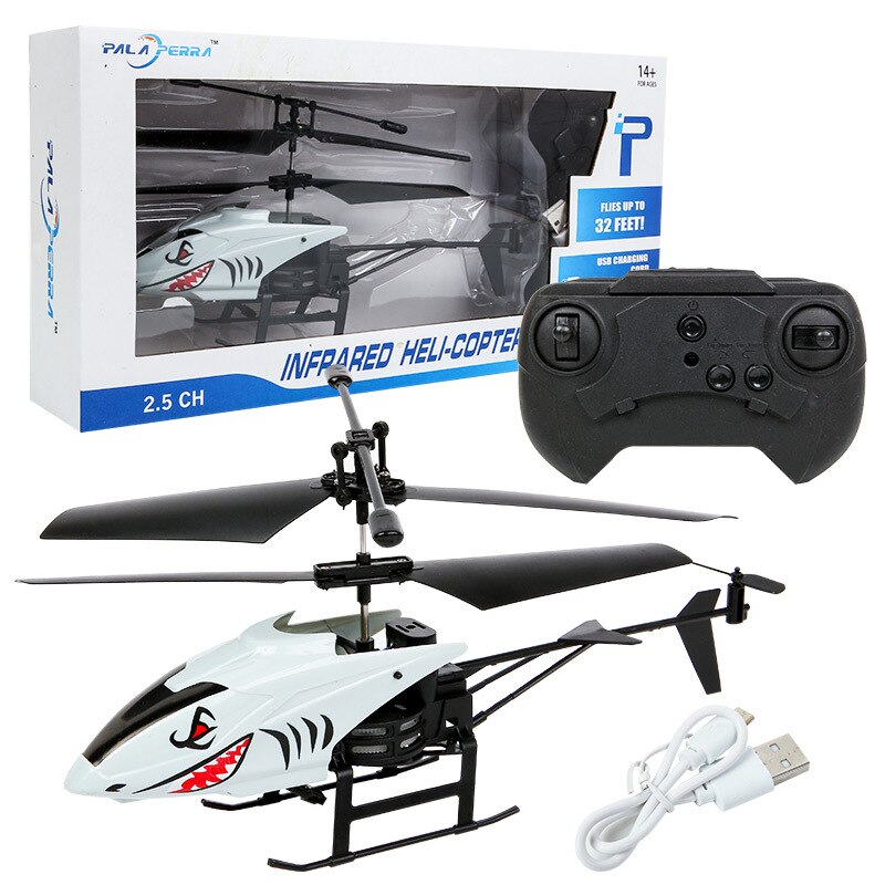 Helicóptero de juguete anticolisión con Control remoto inalámbrico de 6 estilos con 2 canales con caja de para niños y adultos: Shark (color box)