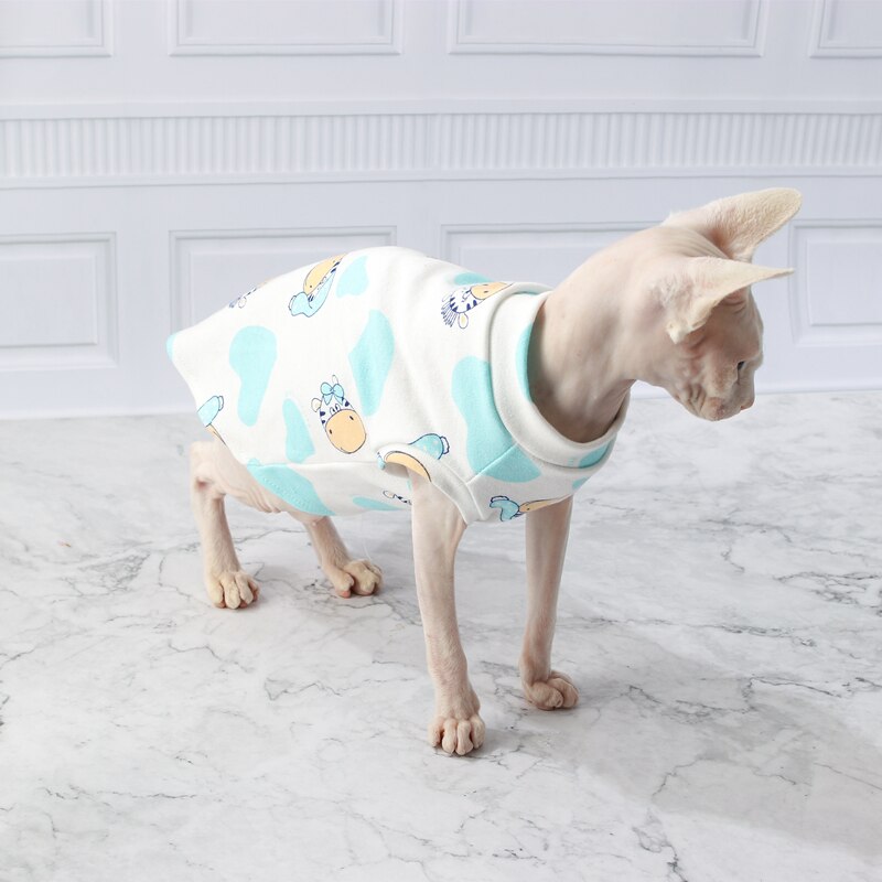 Sfinx devon kat tøj forår sommer bomuld strikket åndbar anti-allergi vest hundetøj til lille hund: Uden ærme / S