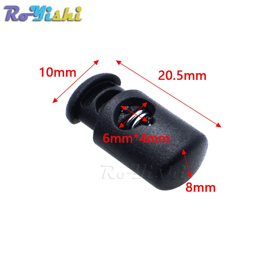 25 unids/pack de plástico negro resortes con forma de barrilete cable traba tapones alterna 20,5mm * 10mm
