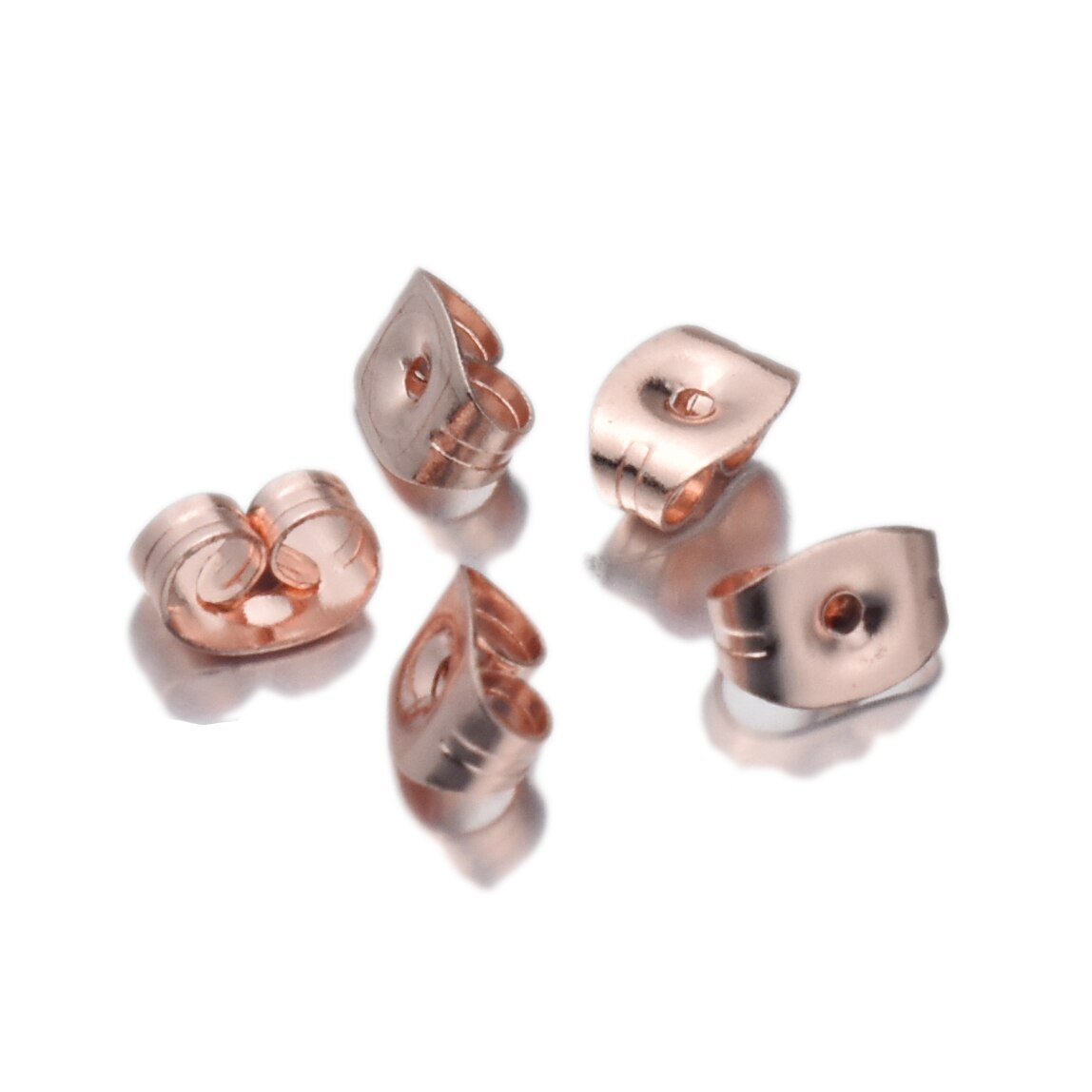 100pcs/lot stainless steel Hard Earring Backs Butterfly Ear Back Stud Earrings Care Cap Women's Earring DIY Jewelry Ear Pin Back: Rose gold