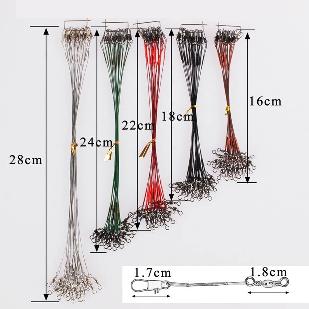10pcs Fishing Wire Leaders Stainless Steel Braided Trace Spinning Leader Rigs Steel Wire Fishing Line