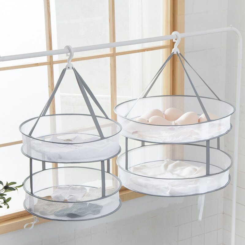 1PC chandail rond étendoir pliant 2 couche Double vêtements suspendus panier à linge sèche-linge coupe-vent séchage vêtements Net