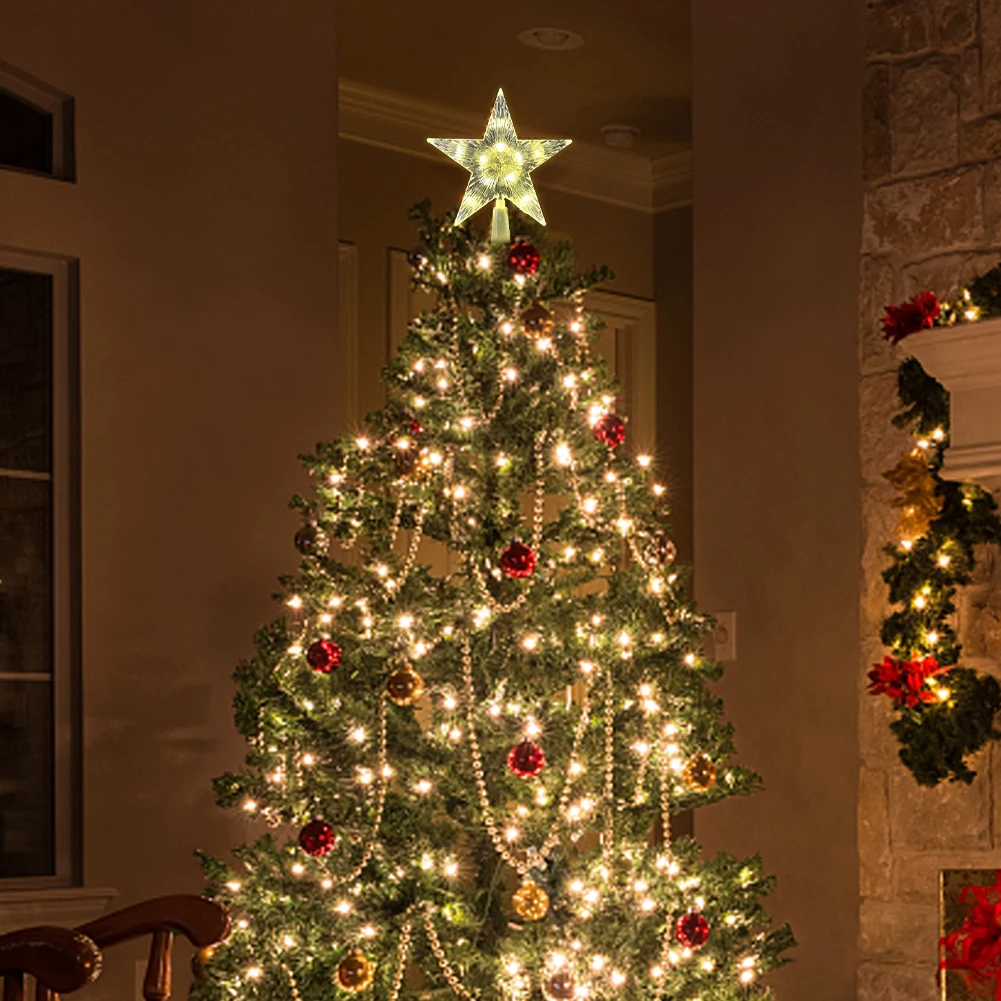 15 cm Weihnachtsbaum Top Stern Licht LED Leuchtende Stern Lampe Weihnachten Baum Dekoration Hause Weihnachten Party Liefert Navidad Noel