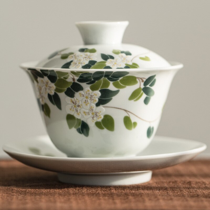 Keramisk växt ask handgjord terrin keramik kung fu teservis skål sopera de ceramica gaiwan krysantemum te för pojkvän: Dvärg bowld