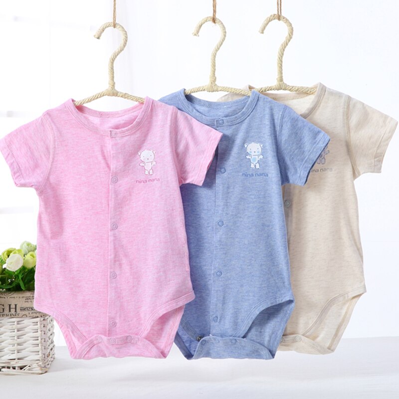100% Katoen Bodysuit Pyjama Kids Kleding Baby Boy & Meisje Kleding Zomer Korte Mouwen Baby Kleding Voorste Opening Snap
