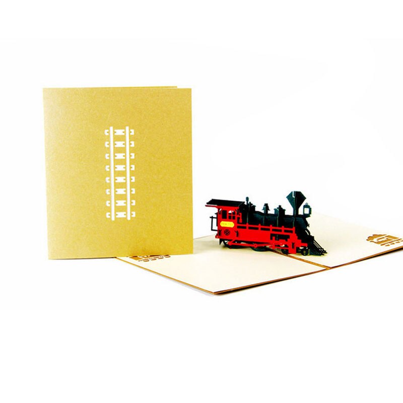 3D Pop Up Greeting Card Retro Train Birthday Easter Anniversary Thanksgiving
