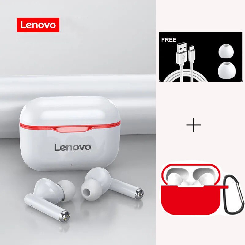 Newest in Original Lenovo LP1 Wireless Bluetooth Headset V5.0 Touch Earphone Stereo 300mAh Durable Battery IPX4 Waterproof: R Add red case4