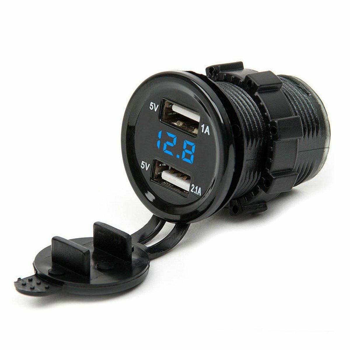 Dual USB Port Auto Ladegerät Buchse Voltmeter Zigarette Leichter Buchse Splitter Ladegerät Adapter Wasserdichte Led-anzeige 12/24 V