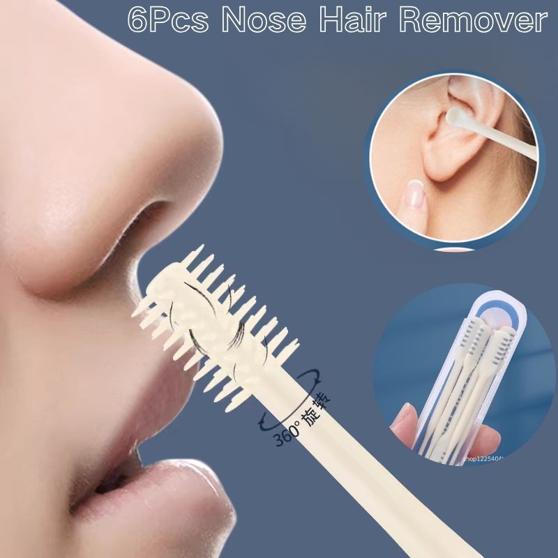 6pcs Double-ended Neus Mes Handleiding Neus Tondeuse Draagbare Oor Scoop Haar Schraper Scheren Neus Haar neus Trimmer Mannen