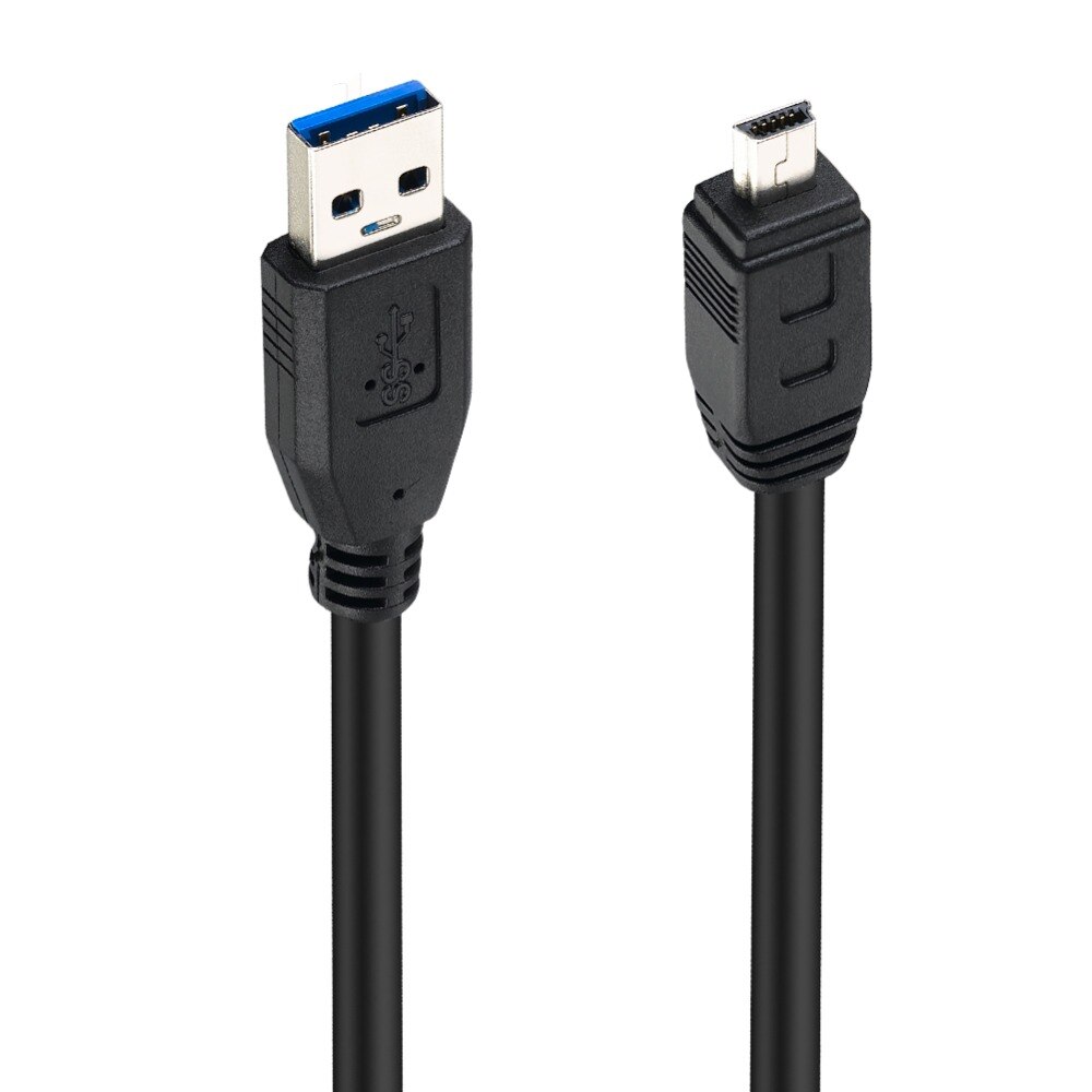 Bochara 1.5M USB 3.0 Type A Male to Mini 10 Pin Type B Male Data Cable Dual Shielding(Foil+Braided) Super Speed