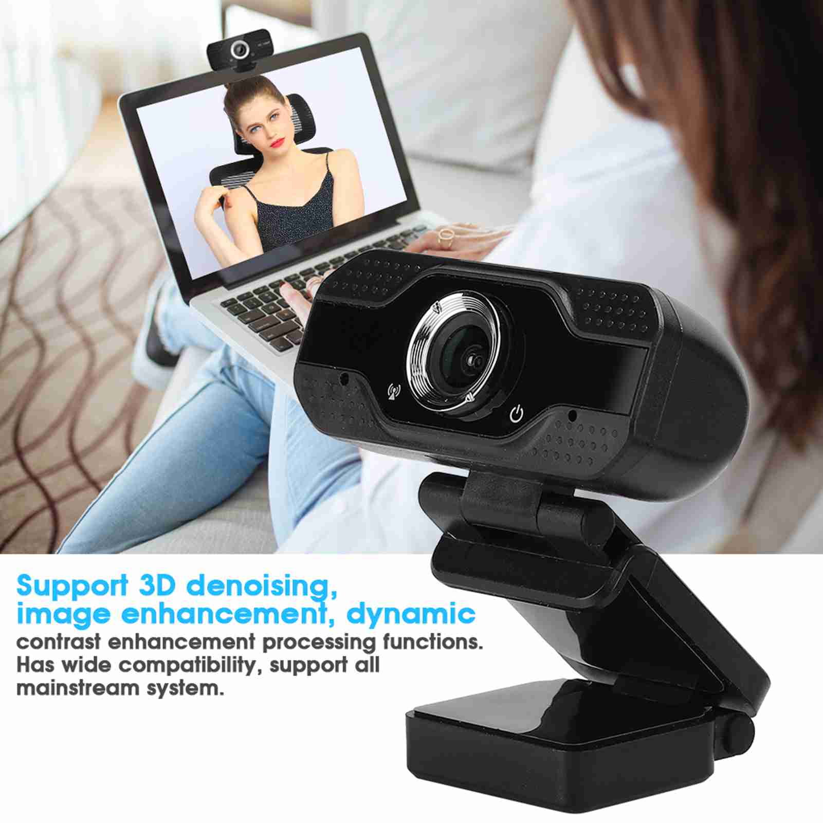 USB Webcam Classe Online com Microfone, Câmera do Computador Desktop, Drive Camera, PC, 1080P